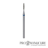 Embout diamant Staleks Pro Expert FA10B014/8 flamme flame pointe arrondie bague bleue grain moyen diamètre 1,4 mm partie active 8 mm format ultra-fin maximum pour manucure pédiatrique sécurisée et zones les plus étroites