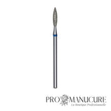Embout diamant Staleks Pro Expert FA10B023/10 flamme flame pointe arrondie bague bleue grain moyen diamètre 2,3 mm partie active 10 mm pour soulèvement cuticules polyvalent et travail péri-unguéal ongles longs