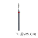 Embout diamant Staleks Pro Expert FA10R014/8 flamme flame pointe arrondie bague rouge grain doux diamètre 1,4 mm partie active 8 mm format ultra-fin maximum pour manucure pédiatrique sécurité absolue ongles enfants ultra-fragiles