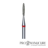 Zoom embout diamant Staleks FA10R014/8 forme flame pointe arrondie ultra-fine maximum grain doux triple sécurité pour travail sillons latéraux les plus serrés ongles enfants et finition pédiatrique de précision millimétrique sécurisée
