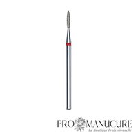 Embout diamant Staleks Pro Expert FA10R016/8 flamme flame pointe arrondie bague rouge grain doux diamètre 1,6 mm partie active 8 mm format ultra-fin pour manucure russe combinée sécurité ultime ongles enfants fragiles