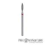 Embout diamant Staleks Pro Expert FA10R023/10 flamme flame pointe arrondie bague rouge grain doux diamètre 2,3 mm partie active 10 mm pour travail péri-unguéal délicat ongles longs fragiles débutantes