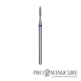 Embout diamant Staleks Pro Expert FA11B016/8 flamme pointue pointed flame bague bleue grain moyen diamètre 1,6 mm partie active 8 mm format ultra-fin pour précision millimétrique sillons latéraux serrés et petits ongles