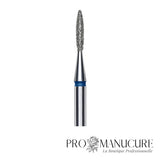 Zoom embout diamant Staleks FA11B016/8 forme pointed flame ultra-fine pour manucure russe combinée précise petits ongles enfants et travail péri-unguéal zones les plus étroites