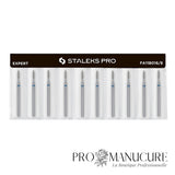 Pack - Embout diamant Staleks Pro Expert FA11B016/8 flamme pointue pointed flame bague bleue grain moyen diamètre 1,6 mm partie active 8 mm format ultra-fin pour précision millimétrique sillons latéraux serrés et petits ongles