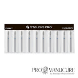 Pack - Embout diamant Staleks Pro Expert FA11B021/8 flamme pointue pointed flame bague bleue grain moyen diamètre 2,1 mm partie active 8 mm pour soulèvement cuticules et travail péri-unguéal polyvalent