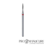 Embout diamant Staleks Pro Expert FA11R016/8 flamme pointue pointed flame bague rouge grain doux diamètre 1,6 mm partie active 8 mm format ultra-fin pour manucure russe combinée délicate ongles enfants fragiles