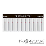 Pack - Embout diamant Staleks Pro Expert FA11R016/8 flamme pointue pointed flame bague rouge grain doux diamètre 1,6 mm partie active 8 mm format ultra-fin pour manucure russe combinée délicate ongles enfants fragiles