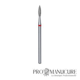 Embout diamant Staleks Pro Expert FA11R021/8 flamme pointue pointed flame bague rouge grain doux diamètre 2,1 mm partie active 8 mm pour travail péri-unguéal délicat ongles fragiles et débutantes