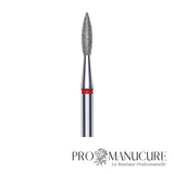 Zoom embout diamant Staleks FA11R021/8 forme pointed flame grain doux pour soulèvement cuticules délicat retrait ptérygion sécurisé et manucure russe combinée clientes sensibles