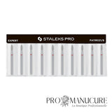 Pack - Embout diamant Staleks Pro Expert FA11R021/8 flamme pointue pointed flame bague rouge grain doux diamètre 2,1 mm partie active 8 mm pour travail péri-unguéal délicat ongles fragiles et débutantes