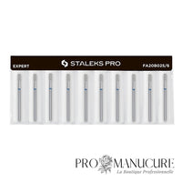 Pack - Embout diamant Staleks Pro Expert FA20B025/6 cylindre cylinder droit bague bleue grain moyen diamètre 2,5 mm partie active 6 mm pour polissage cuticule et traitement cors callosités pédicurie