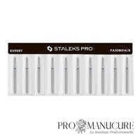 Pack - Embout diamant Staleks Pro Expert FA30B014/8 cylindre arrondi rounded cylinder bague bleue grain moyen diamètre 1,4 mm partie active 8 mm format ultra-fin pour précision polyvalente manucure russe combinée petits ongles