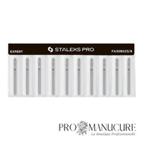 Pack - Embout diamant Staleks Pro Expert FA30B023/8 cylindre arrondi rounded cylinder bague bleue grain moyen diamètre 2,3 mm partie active 8 mm pour correction polyvalente petits ongles et manucure russe combinée