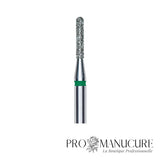 Zoom embout diamant Staleks FA30G014/8 forme cylindre extrémité arrondie ultra-fine pour travail sillons latéraux serrés ongles enfants et finition de précision sous bord libre petits ongles
