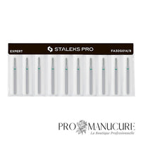 Pack - Embout diamant Staleks Pro Expert FA30G014/8 cylindre arrondi rounded cylinder bague verte grain dur diamètre 1,4 mm partie active 8 mm format ultra-fin pour précision millimétrique zones étroites manucure russe
