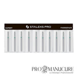 Pack - Embout diamant Staleks Pro Expert FA30G014/8 cylindre arrondi rounded cylinder bague verte grain dur diamètre 1,4 mm partie active 8 mm format ultra-fin pour précision millimétrique zones étroites manucure russe
