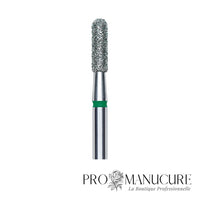 Zoom embout diamant Staleks FA30G023/8 forme cylindre extrémité arrondie grain dur pour correction sillons latéraux et travail manucure russe combinée précise ongles fins