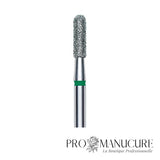 Zoom embout diamant Staleks FA30G023/8 forme cylindre extrémité arrondie grain dur pour correction sillons latéraux et travail manucure russe combinée précise ongles fins