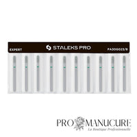 Pack - Embout diamant Staleks Pro Expert FA30G023/8 cylindre arrondi rounded cylinder bague verte grain dur diamètre 2,3 mm partie active 8 mm pour dépose précise zones étroites petits ongles