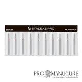 Pack - Embout diamant Staleks Pro Expert FA30R014/8 cylindre arrondi rounded cylinder bague rouge grain doux diamètre 1,4 mm partie active 8 mm format ultra-fin pour manucure russe combinée délicate ongles fragiles débutantes