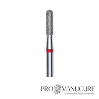 Zoom embout diamant Staleks FA30R023/8 forme cylindre extrémité arrondie sécurisée grain doux pour travail sillons latéraux retrait ptérygion délicat et manucure russe combinée clientes sensibles
