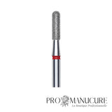 Zoom embout diamant Staleks FA30R023/8 forme cylindre extrémité arrondie sécurisée grain doux pour travail sillons latéraux retrait ptérygion délicat et manucure russe combinée clientes sensibles