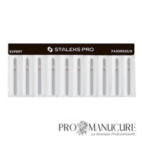 Pack - Embout diamant Staleks Pro Expert FA30R023/8 cylindre arrondi rounded cylinder bague rouge grain doux diamètre 2,3 mm partie active 8 mm pour correction délicate ongles fragiles et débutantes manucure russe