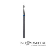 Embout diamant Staleks Pro Expert FA40B016/4 goutte drop bague bleue grain moyen diamètre 1,6 mm partie active 4 mm format fin combinaison ball et flame pour cuticule petits ongles et sillons latéraux serrés