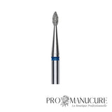 Zoom embout diamant Staleks FA40B016/4 forme drop fine base ronde et pointe effilée pour ouverture sinus péri-unguéaux étroits ongles d'enfants et manucure russe précise pédicurie