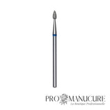 Embout diamant Staleks Pro Expert FA40B023/5 goutte drop bague bleue grain moyen diamètre 2,3 mm partie active 5 mm combinaison ball et flame pour retrait cuticule et sillons latéraux manucure russe
