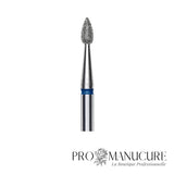 Zoom embout diamant Staleks FA40B023/5 forme drop base ronde et pointe effilée pour ouverture sinus péri-unguéaux retrait ptérygion et limage sous ongle pédicurie polyvalent