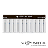 Pack - Embout diamant Staleks Pro Expert FA40B023/5 goutte drop bague bleue grain moyen diamètre 2,3 mm partie active 5 mm combinaison ball et flame pour retrait cuticule et sillons latéraux manucure russe
