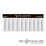 Pack - Embout diamant Staleks Pro Expert FA40R016/4 goutte drop bague rouge grain doux diamètre ultra-compact 1,6 mm partie active 4 mm combinaison mini ball et flame pour manucure russe de haute précision et sinus étroits