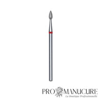 Embout diamant Staleks Pro Expert FA40R023/5 goutte drop bague rouge grain doux diamètre 2,3 mm partie active 5 mm combinaison ball et flame pour retrait cuticule délicat ongles fragiles débutantes