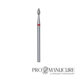Embout diamant Staleks Pro Expert FA40R023/5 goutte drop bague rouge grain doux diamètre 2,3 mm partie active 5 mm combinaison ball et flame pour retrait cuticule délicat ongles fragiles débutantes