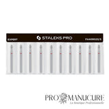Pack - Embout diamant Staleks Pro Expert FA40R023/5 goutte drop bague rouge grain doux diamètre 2,3 mm partie active 5 mm combinaison ball et flame pour retrait cuticule délicat ongles fragiles débutantes