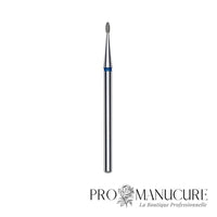 Embout diamant Staleks Pro Expert FA50B012/3 bourgeon arrondi rounded bud bague bleue grain moyen diamètre 1,2 mm partie active 3 mm format ultra-fin pour modelage précision sinus péri-unguéaux et manucure pédiatrique