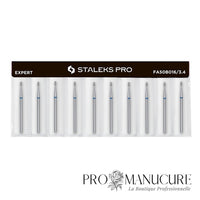 Pack - Embout diamant Staleks Pro Expert FA50B016/3.4 bourgeon arrondi rounded bud bague bleue grain moyen diamètre 1,6 mm partie active 3,4 mm pour repoussage cuticule sécurisé et ouverture sinus péri-unguéaux