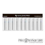 Pack - Embout diamant Staleks Pro Expert FA50B016/3.4 bourgeon arrondi rounded bud bague bleue grain moyen diamètre 1,6 mm partie active 3,4 mm pour repoussage cuticule sécurisé et ouverture sinus péri-unguéaux