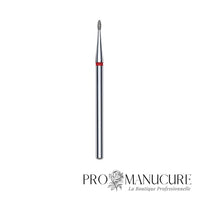 Embout diamant Staleks Pro Expert FA50R012/3 bourgeon arrondi rounded bud bague rouge grain doux diamètre 1,2 mm partie active 3 mm format ultra-fin pour manucure pédiatrique triple sécurité ongles enfants ultra-fragiles
