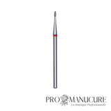 Embout diamant Staleks Pro Expert FA50R012/3 bourgeon arrondi rounded bud bague rouge grain doux diamètre 1,2 mm partie active 3 mm format ultra-fin pour manucure pédiatrique triple sécurité ongles enfants ultra-fragiles