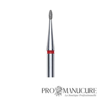 Zoom embout diamant Staleks FA50R012/3 forme rounded bud ultra-fine extrémité arrondie sans pointe grain doux pour travail sillons les plus serrés ongles enfants modelage précision sécurisé
