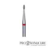 Zoom embout diamant Staleks FA50R012/3 forme rounded bud ultra-fine extrémité arrondie sans pointe grain doux pour travail sillons les plus serrés ongles enfants modelage précision sécurisé