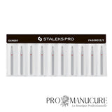 Pack - Embout diamant Staleks Pro Expert FA50R012/3 bourgeon arrondi rounded bud bague rouge grain doux diamètre 1,2 mm partie active 3 mm format ultra-fin pour manucure pédiatrique triple sécurité ongles enfants ultra-fragiles