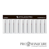 Pack - Embout diamant Staleks Pro Expert FA50R016/3.4 bourgeon arrondi rounded bud bague rouge grain doux diamètre 1,6 mm partie active 3,4 mm pour repoussage cuticule délicat et zones difficiles d'accès ongles fragiles débutantes