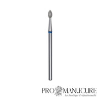 Embout diamant Staleks Pro Expert FA60B025/4.5 bourgeon pointu pointed bud bague bleue grain moyen diamètre 2,5 mm partie active 4,5 mm format compact pour soulèvement cuticules et travail péri-unguéal polyvalent