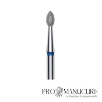 Zoom embout diamant Staleks FA60B025/4.5 forme pointed bud base ronde et pointe effilée pour manucure russe combinée travail sillons latéraux et ongles courts précision maximale