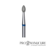 Zoom embout diamant Staleks FA60B025/4.5 forme pointed bud base ronde et pointe effilée pour manucure russe combinée travail sillons latéraux et ongles courts précision maximale
