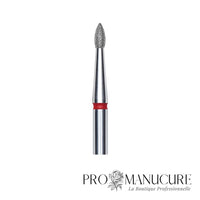 Zoom embout diamant Staleks FA60R018/4 forme pointed bud grain doux pour manucure russe combinée travail délicat ptérygion et sous l'ongle
